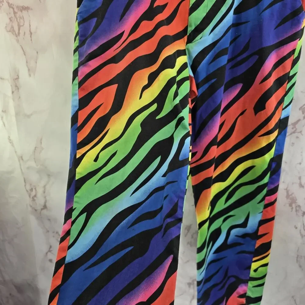Royal Awesome Pants Mens 36 X 30 Zebra Tiger Rainbow Chino Pride Neon